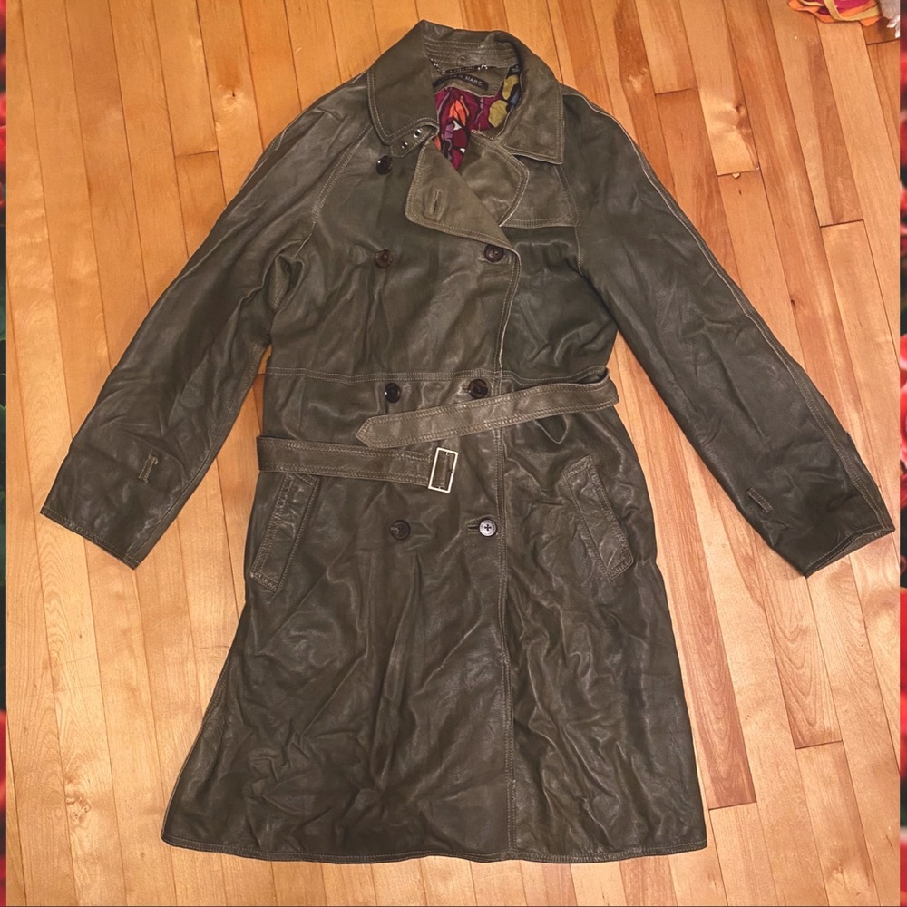 Andrew Marc Buttery Leather Trenchcoat Sz Small